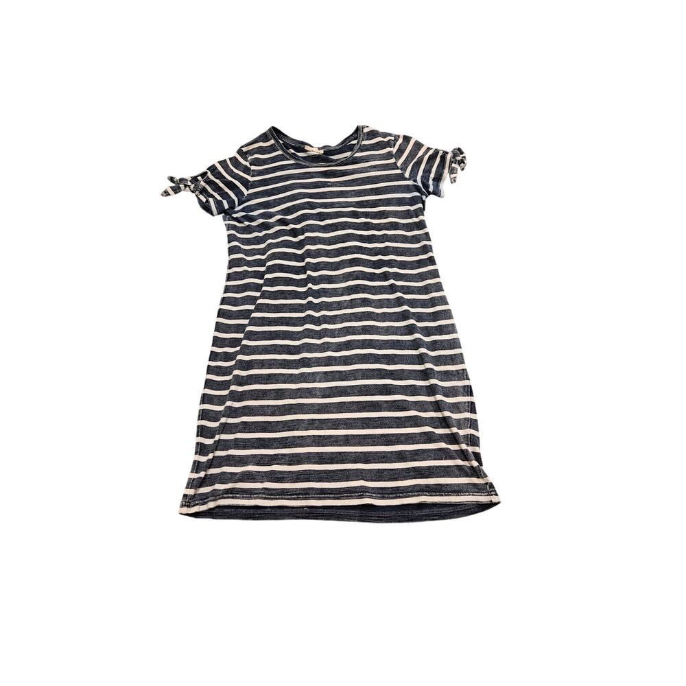 Jane & Delancey Navy Blue White Striped T-Shirt Dress Size Medium 100% Cotton